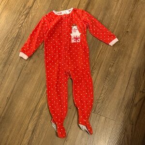 Koala Kids Red Snowman Footed One Piece